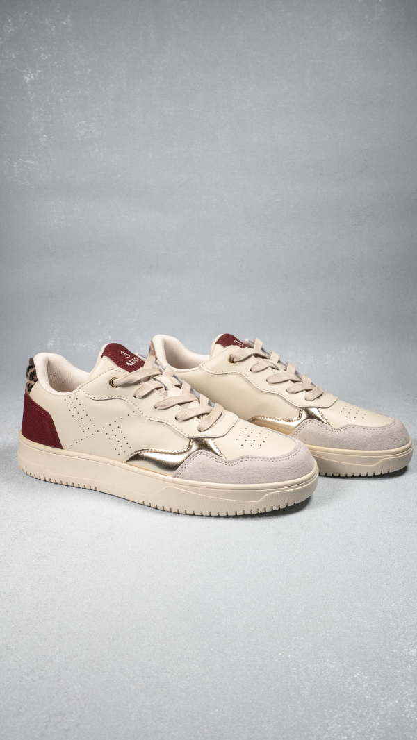 SELTA OFFWHITE / LEOPARD - Basket blanche en cuir